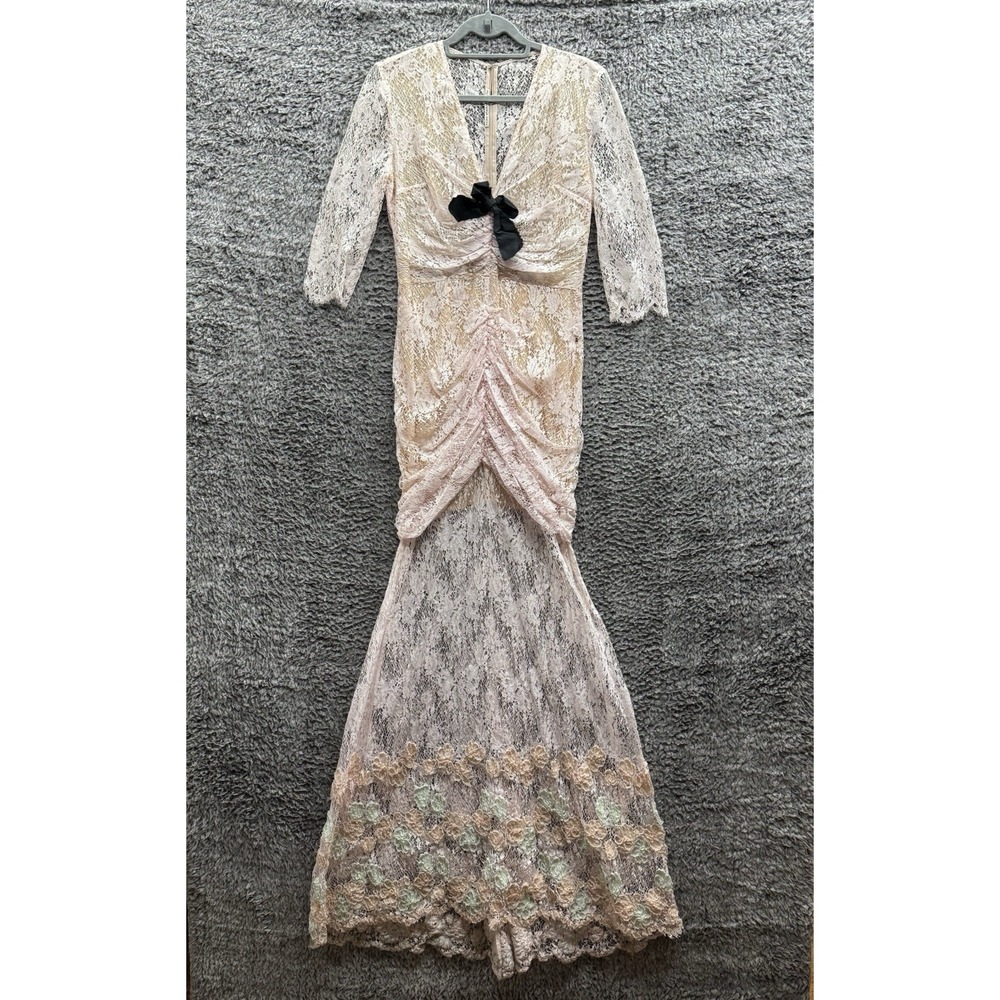 Alessandra Rich Light Pink Lace Maxi Dress, Ball Gown, Black Tie Runwayโ Dress